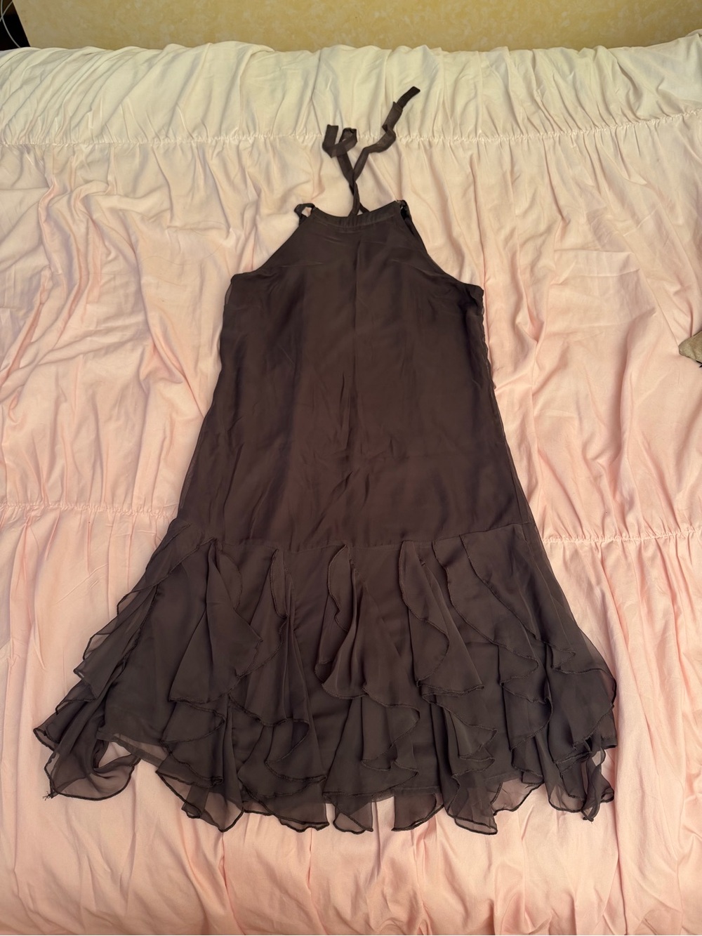 Vero Moda navy Ruffle-Hem Halter Midi Dress